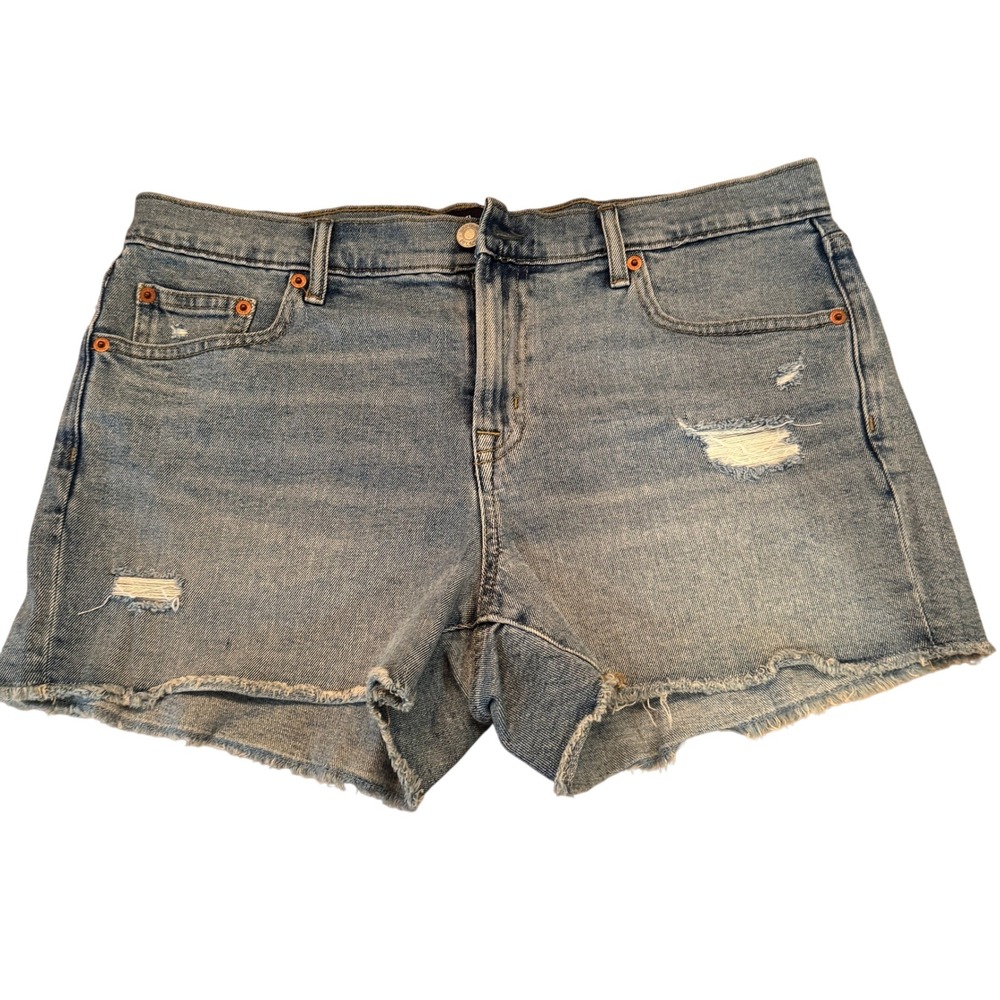 GAP Denim Shorts Distressed Raw Hem 3" Inseam Blue Jean Shorts Size 30